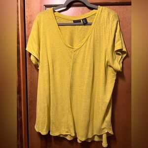 Tahari Linen-like V Neck Tee